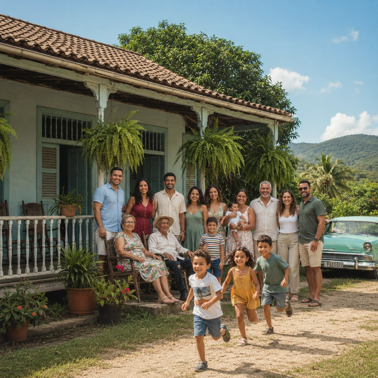 Reunión familiar en el campo